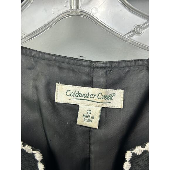 Coldwater Creek Dress Womens 10 Black White‎ Embroidered Linen Sleeveless Midi - Picture 4 of 9